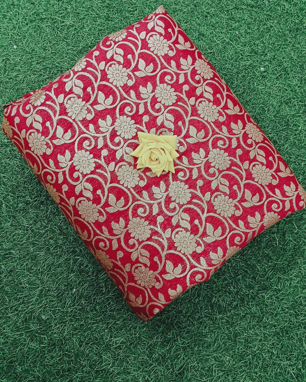 Chanderi Work Apple Red Colour 44 Inches Width