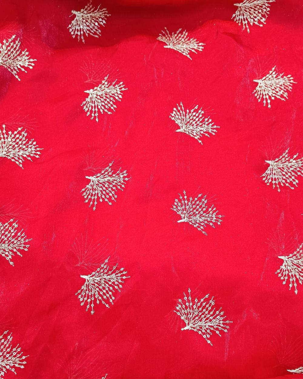 Space Silk Work Red Colour 46 Inches Width