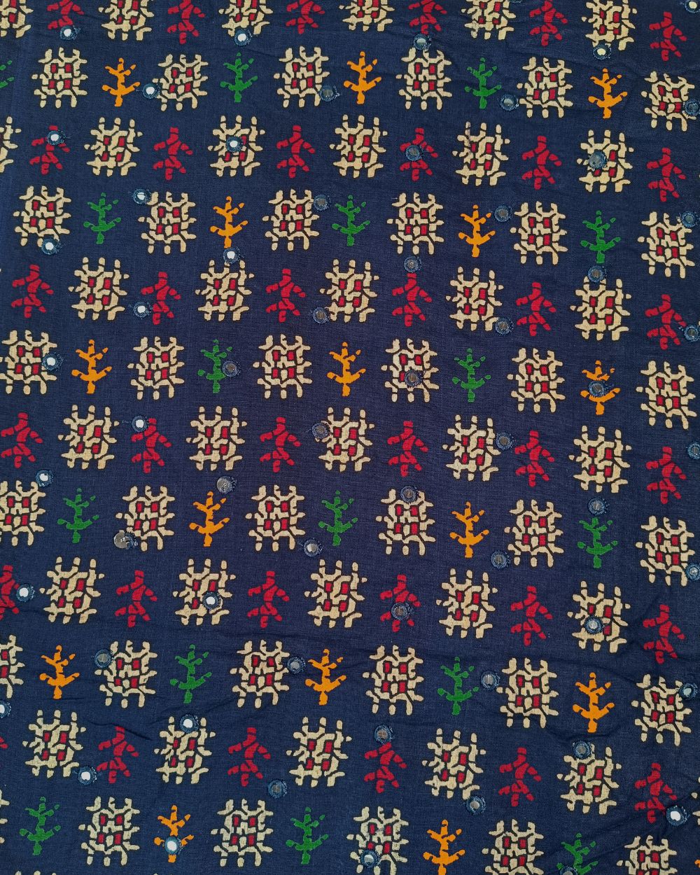 Cotton Abla Work Navy Blue Colour 42 Inches Width