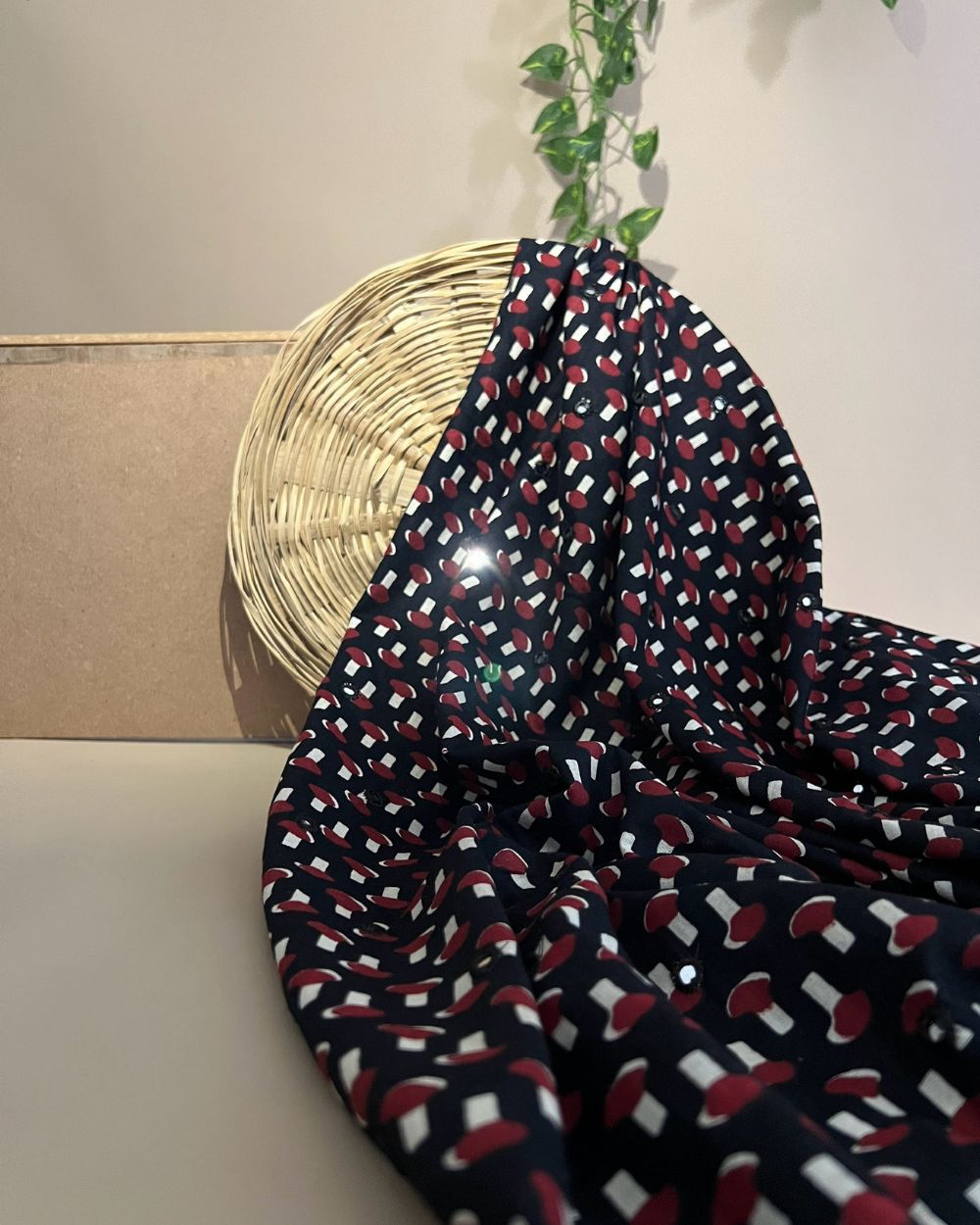 Cotton Abla Work Black Colour 44 Inches Width