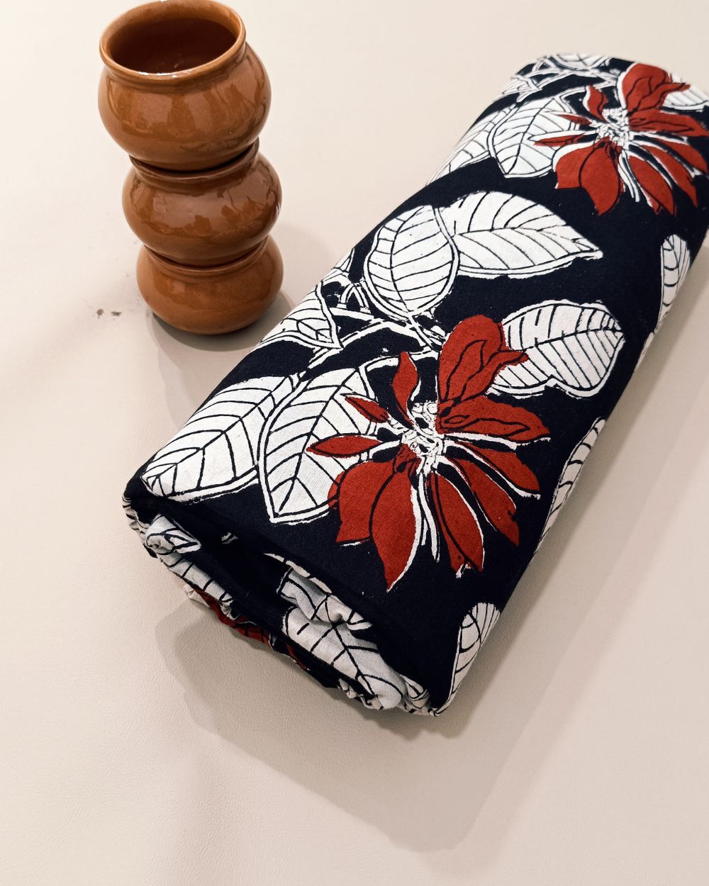 Bagru Hand Block Printed Cotton Black Colour 45 Inches Width