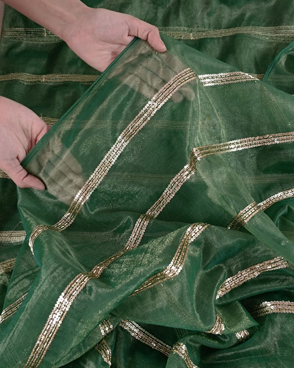 Twill Net Work Green Colour 42 Inches Width