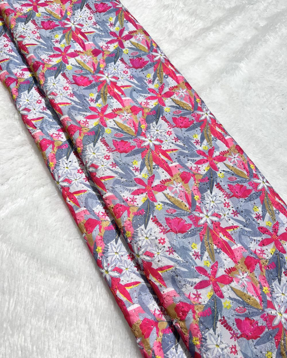 Printed Hakoba Cotton Light Grey Colour 42 Inches Width