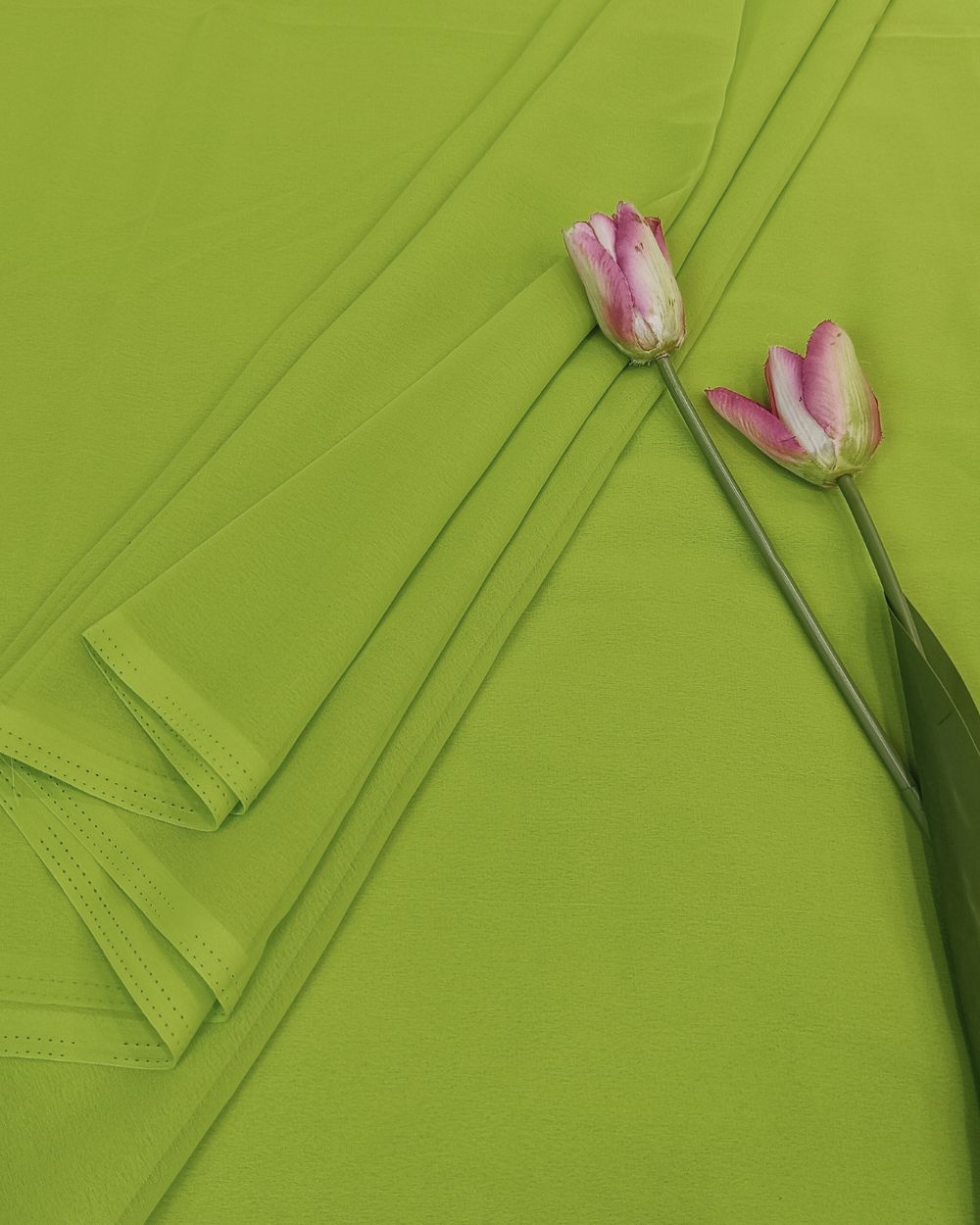 Plain Georgette Bright Lime Green Colour 44 Inches Width