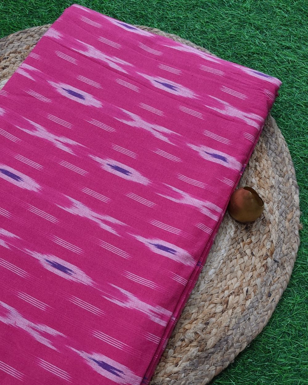 Woven Pure Cotton Ikat Pink Colour 42 Inches Width