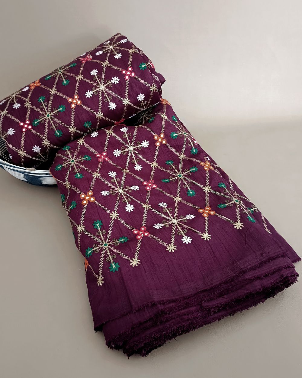 Mulberry Work Burgundy Colour 44 Inches Width