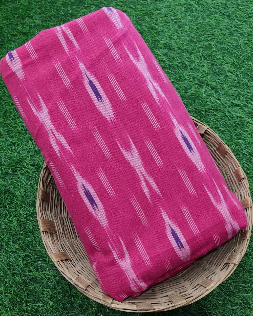 Woven Pure Cotton Ikat Pink Colour 42 Inches Width