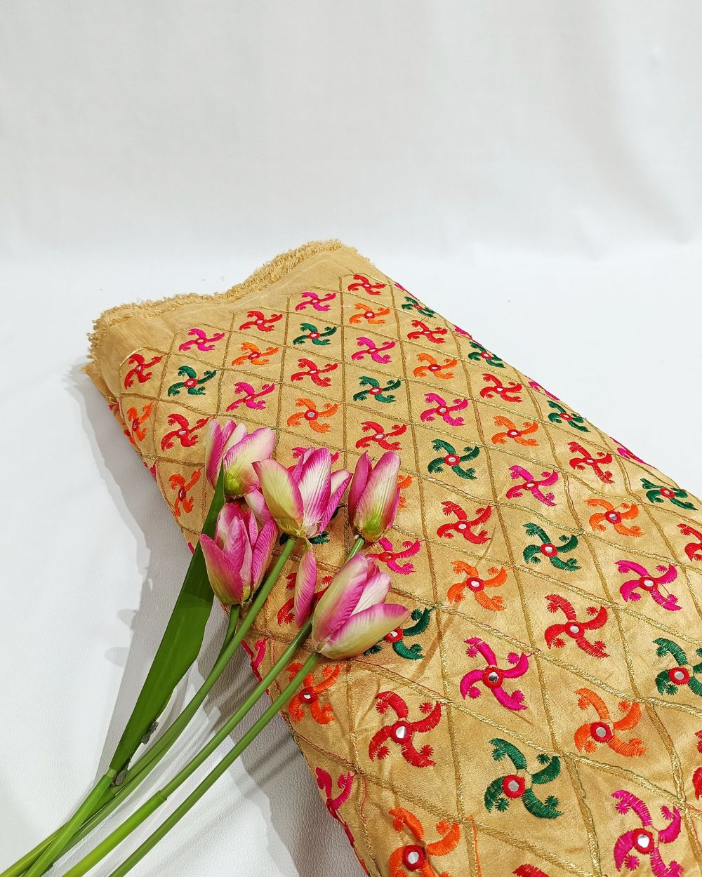 Mulberry Work Golden Colour 44 Inches Width