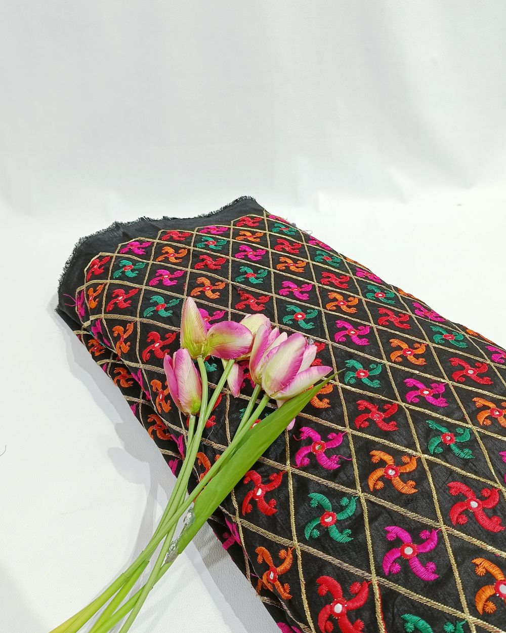 Mulberry Work Black Colour 44 Inches Width