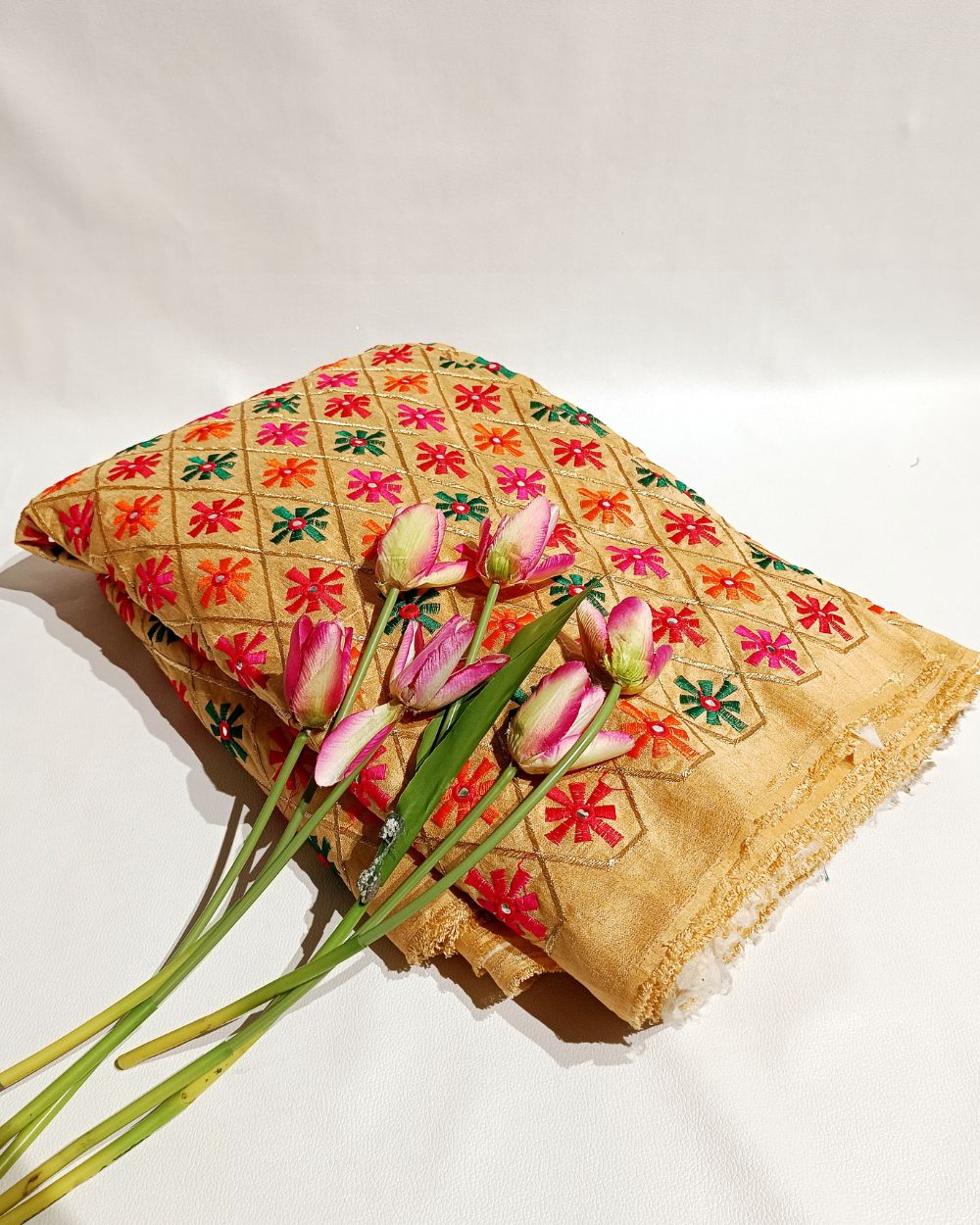 Mulberry Work Golden Colour 44 Inches Width