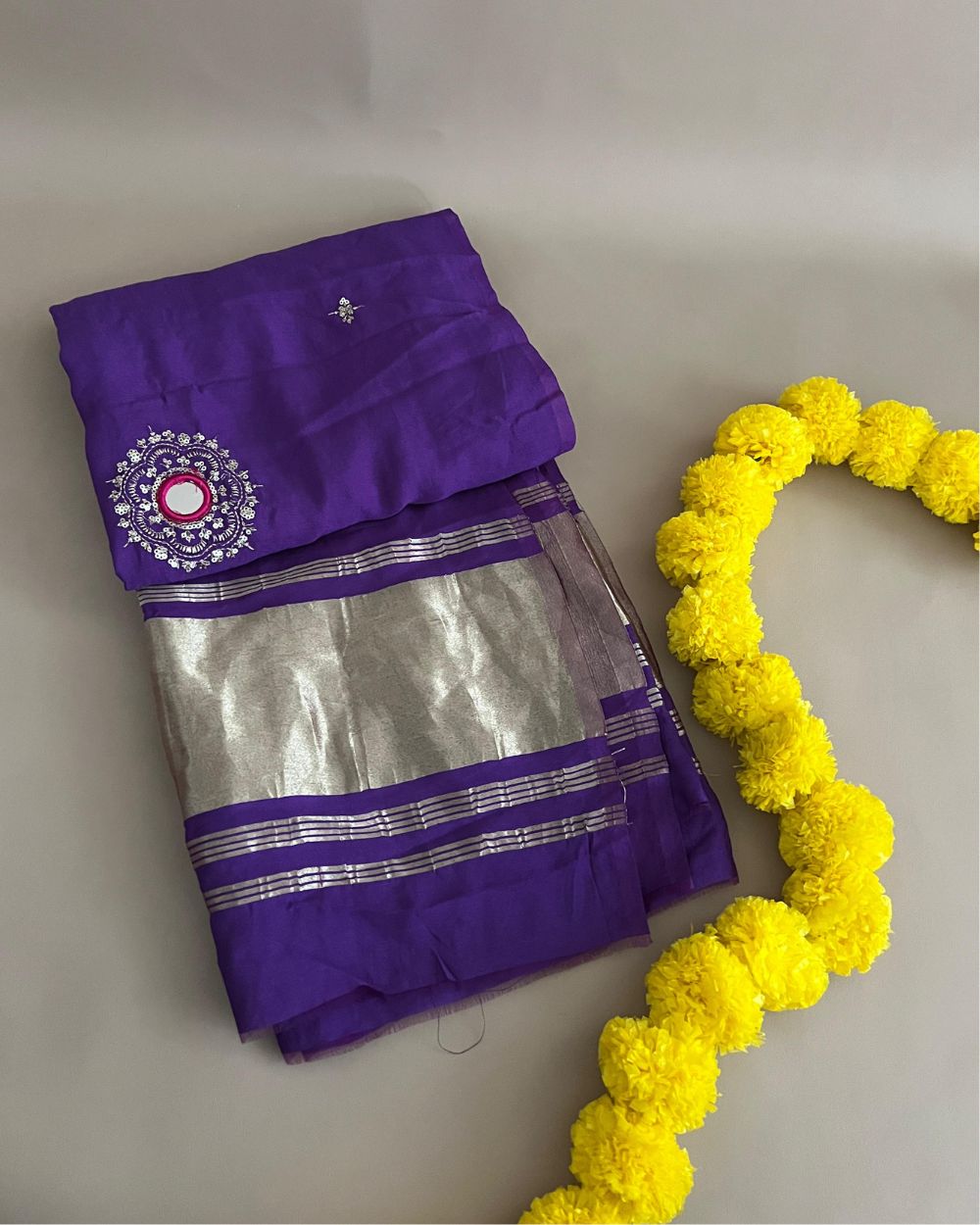 Abla Work Dupatta Cotton Silk Purple Colour 41 Inches Width