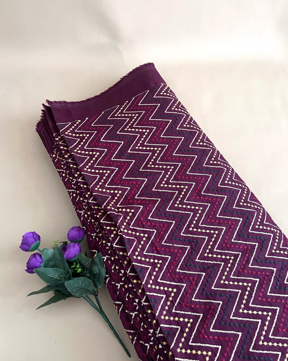 Mulberry Work Wine Colour 44 Inches Width