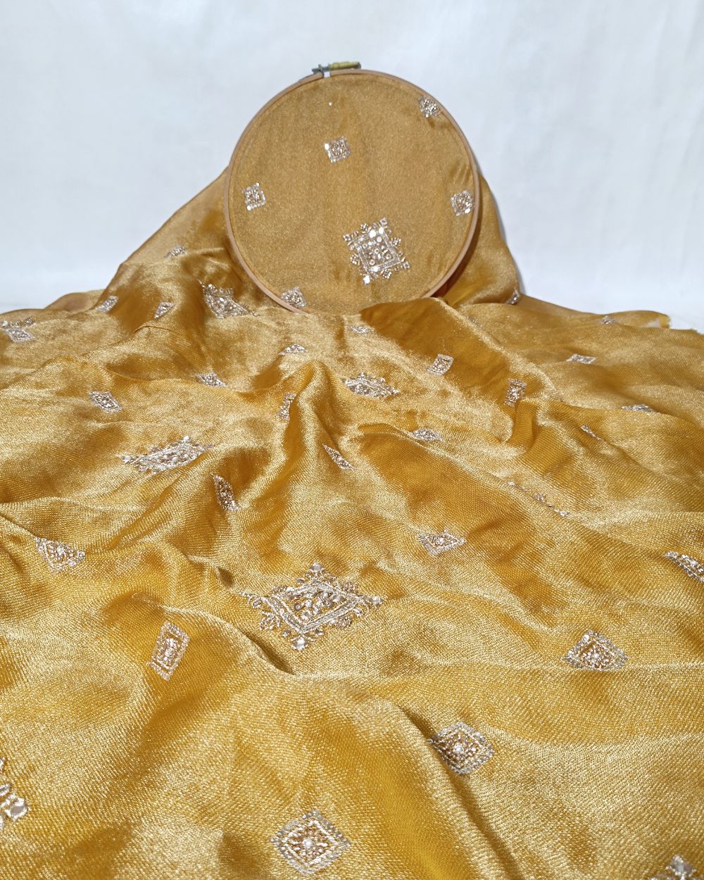 Premium Burberry Silk Work Mustard Yellow Colour 44 Inches Width
