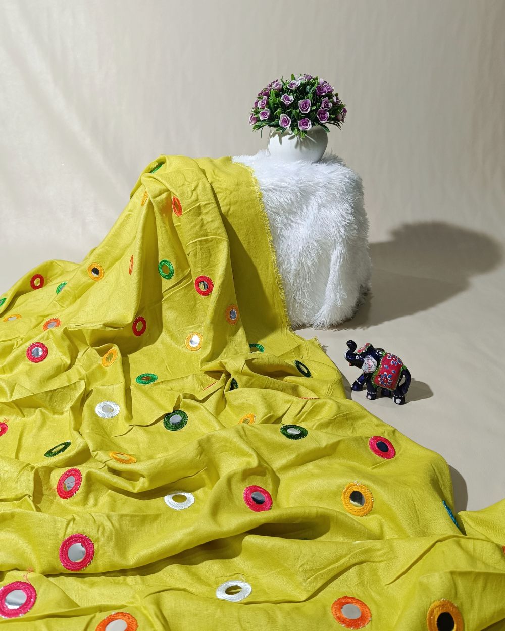 Rayon Abla Work Lime Green Colour 44 inches width