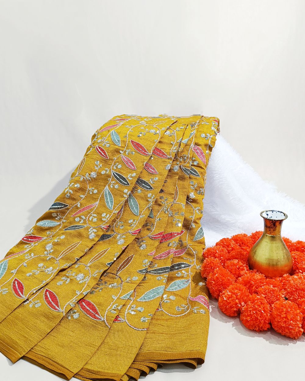 Jute Work Mustard Yellow Colour 42 Inches Width