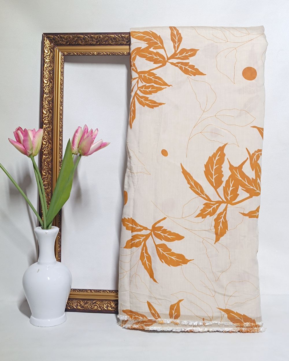 Printed Muslin Mustard Colour 60 Inches Width