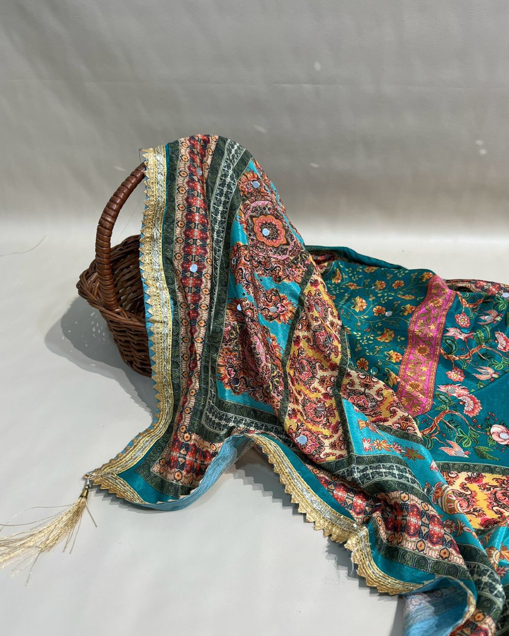 Chinnon Abla Work Dupatta Multicolor 42 Inches Width
