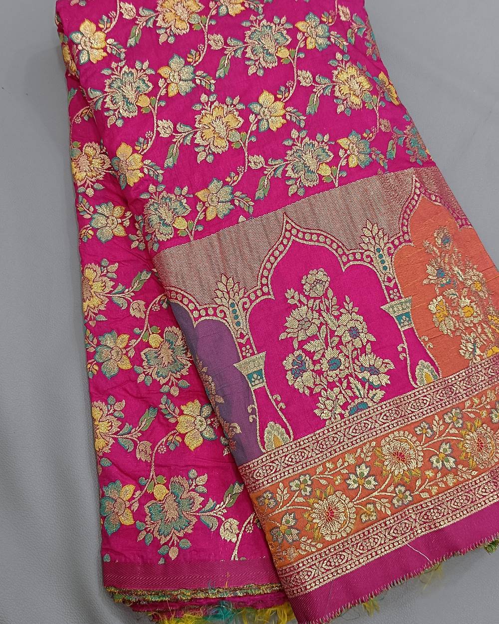 Chanderi Work with Border Pink Colour 45 Inches Width