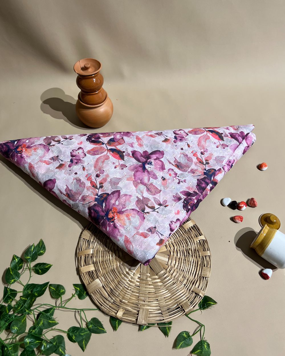 Printed Hakoba Cotton Purple Colour 42 Inches Width