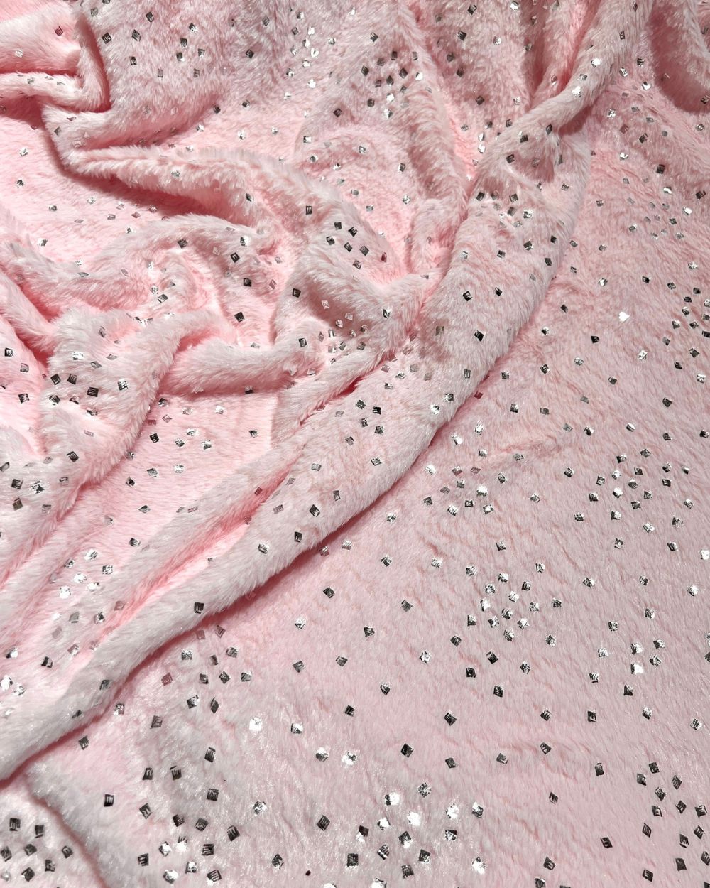 Imported Printed Foil Fur Light Baby Pink Colour 60 Inches Width