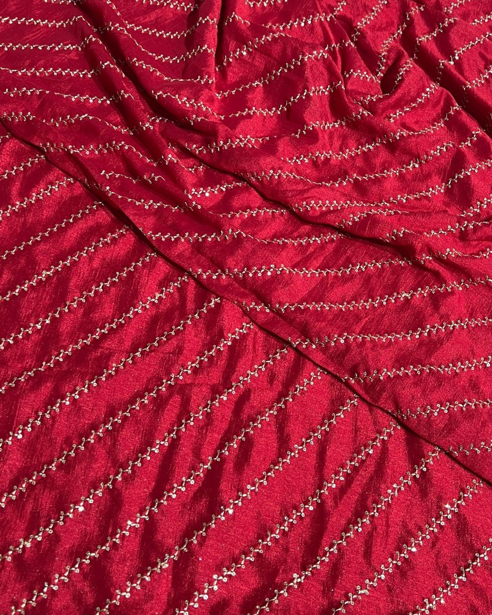 Vichitra Silk Work Red Colour 44 Inches Width