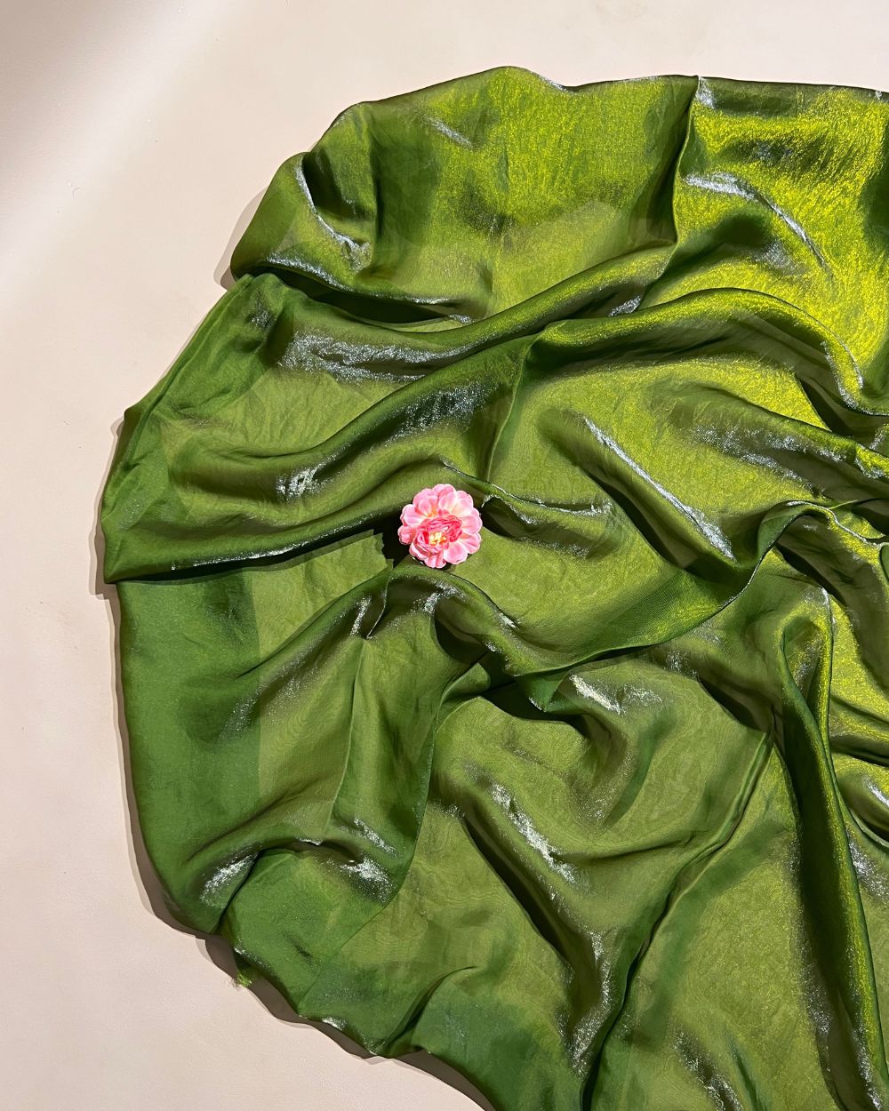 Plain Space Silk (Fendy Satin) Mehandi Green Colour 45 Inches Width