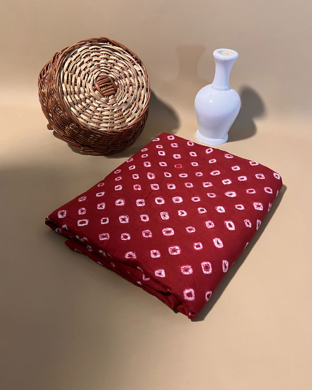 Pure Soft Cotton Bandhani Print Maroon Colour 44 Inches Width
