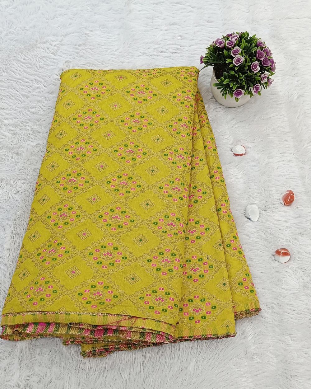 Banarasi Lime Green Colour 44 Inches Width
