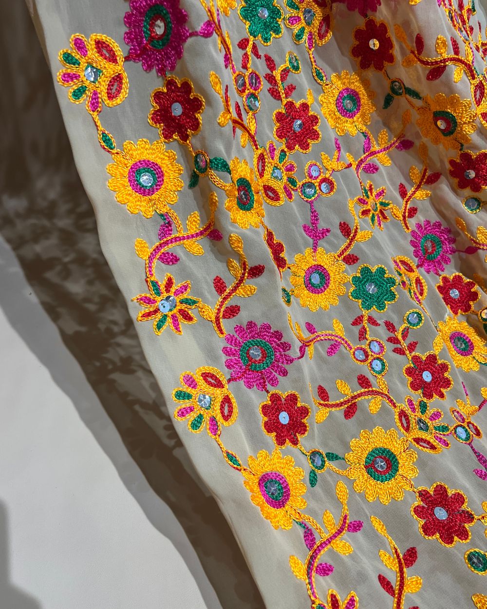 Georgette Gamthi(Rajasthani) Work Golden(Multicolor) 42 Inches Width