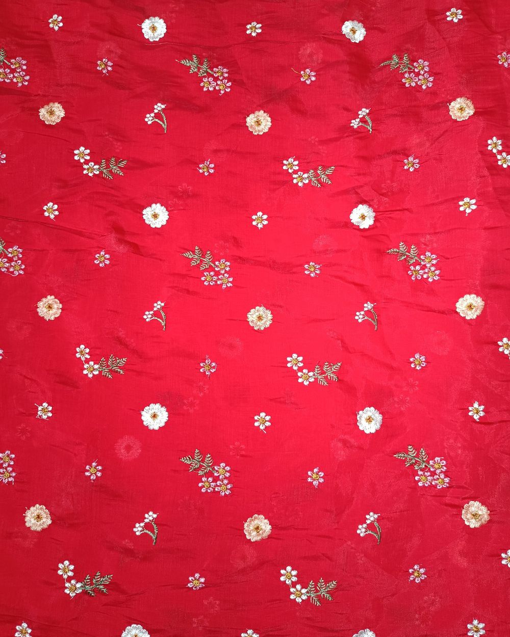 Chanderi Mal Cotton with Thread Work Red Colour 43 Inches Width