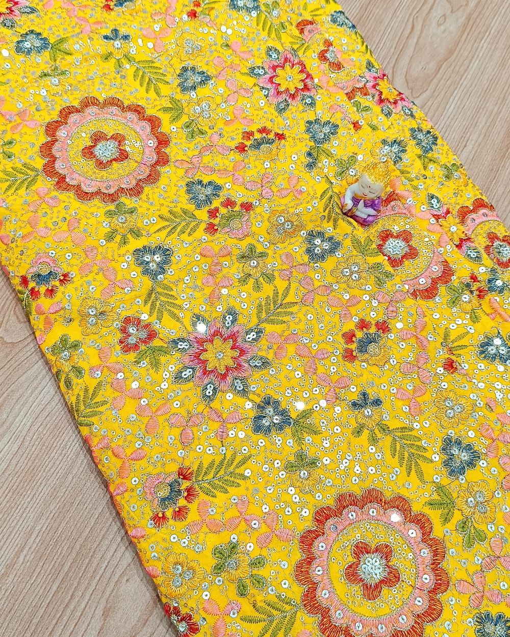 Georgette Work Yellow (Multicolor) Colour 42 Inches Width