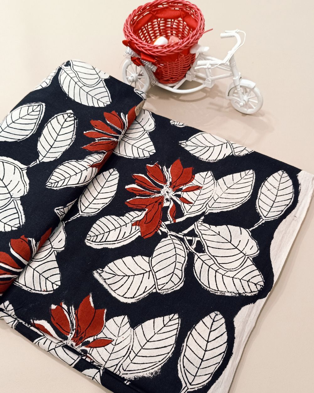 Bagru Hand Block Printed Cotton Black Colour 45 Inches Width