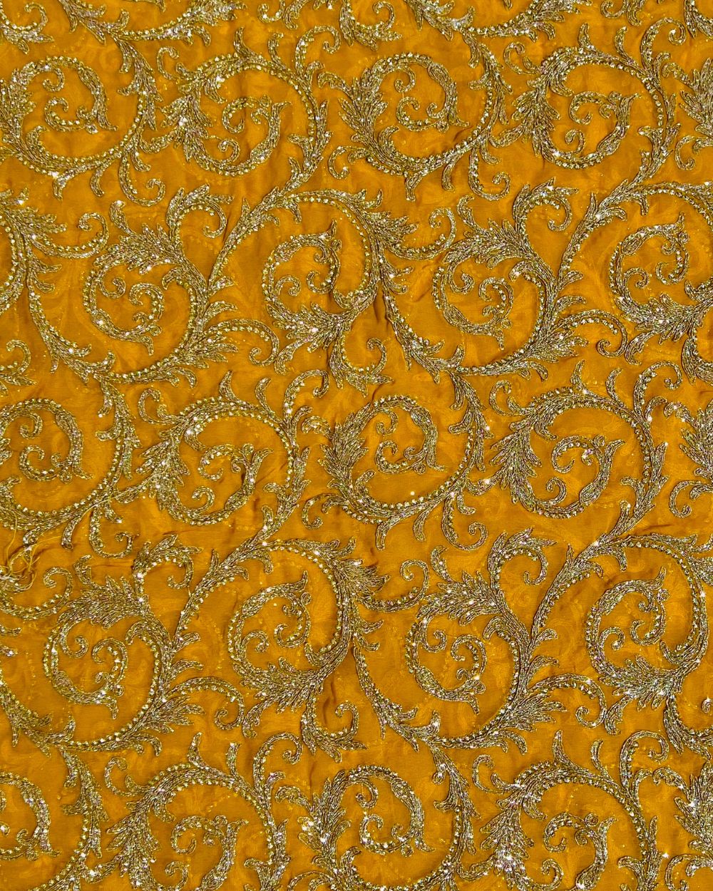 Georgette Work Turmeric Yellow Colour 42 Inches Width