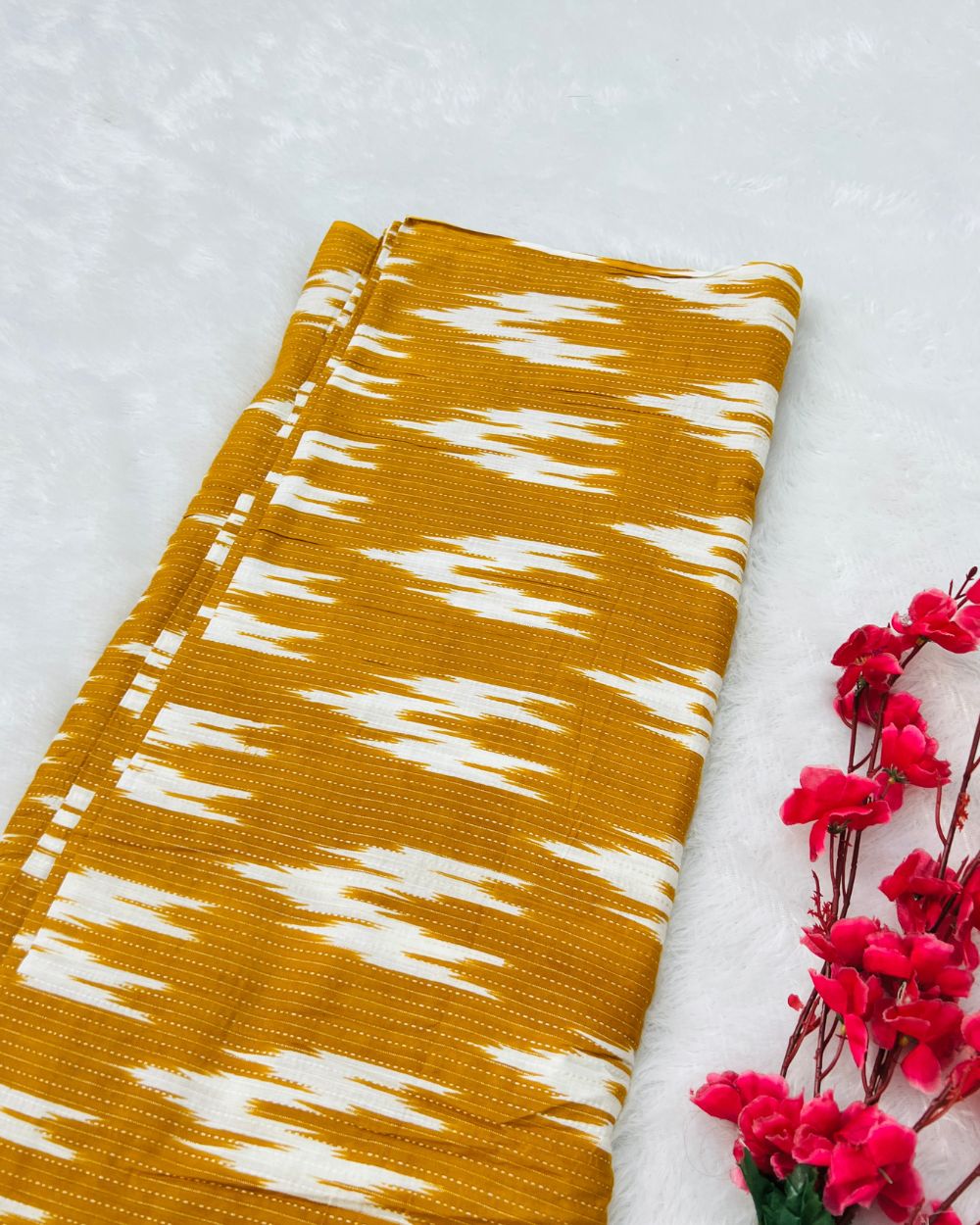 Printed Cotton Kantha Work Mango Yellow Colour 42 Inches Width