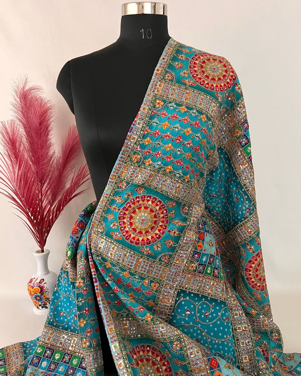 Natural Crepe Work Sky Blue Colour 42 Inches Width