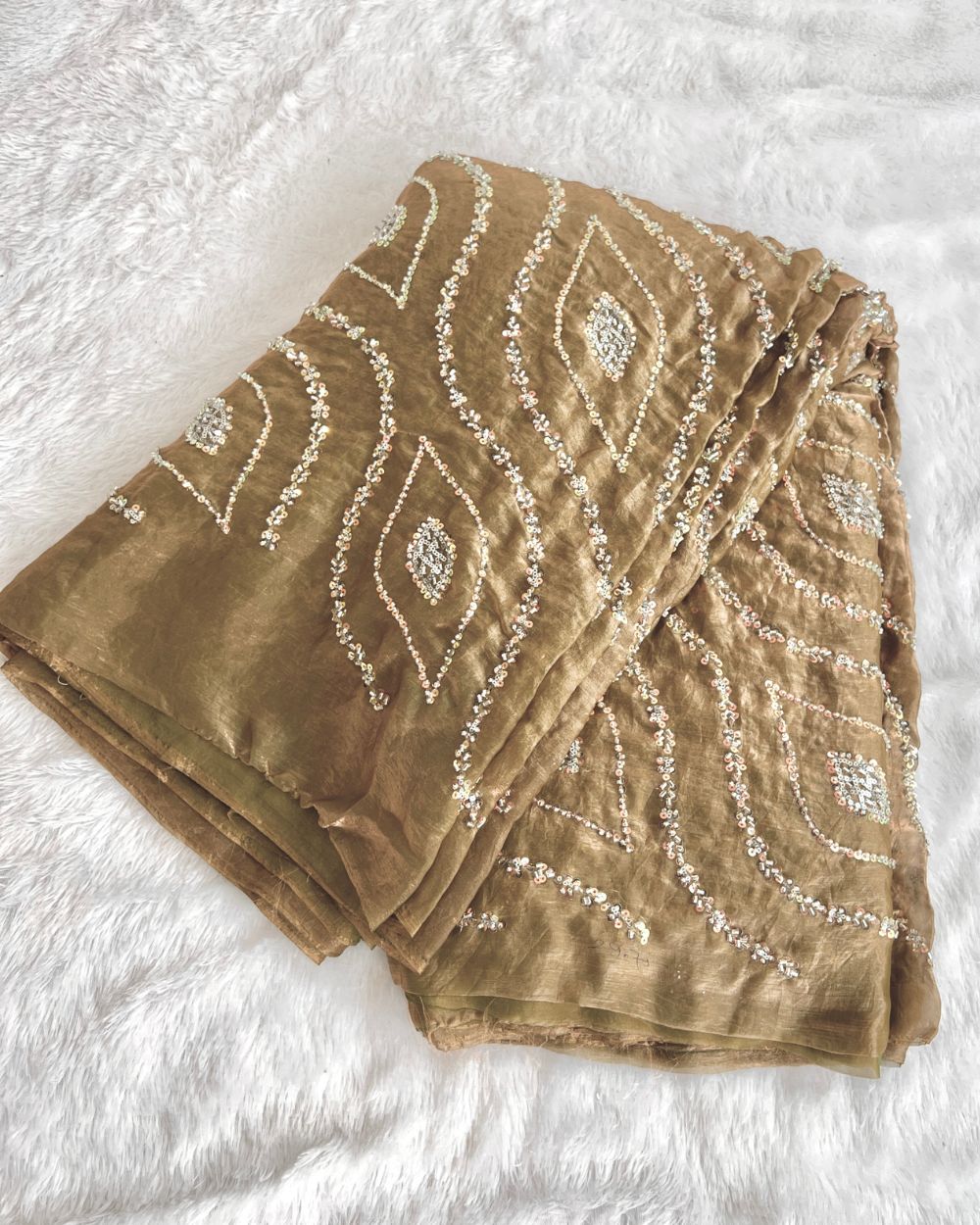Space Silk Work Pastel Golden Colour 42 Inches Width