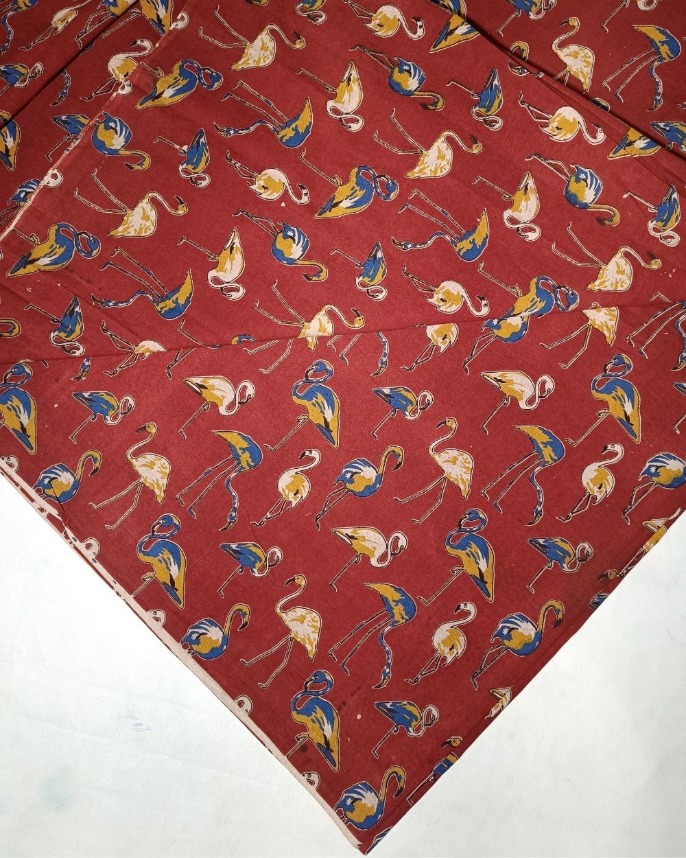 Hand Block Printed Cotton Kalamkari Maroon Colour 46 Inches Width