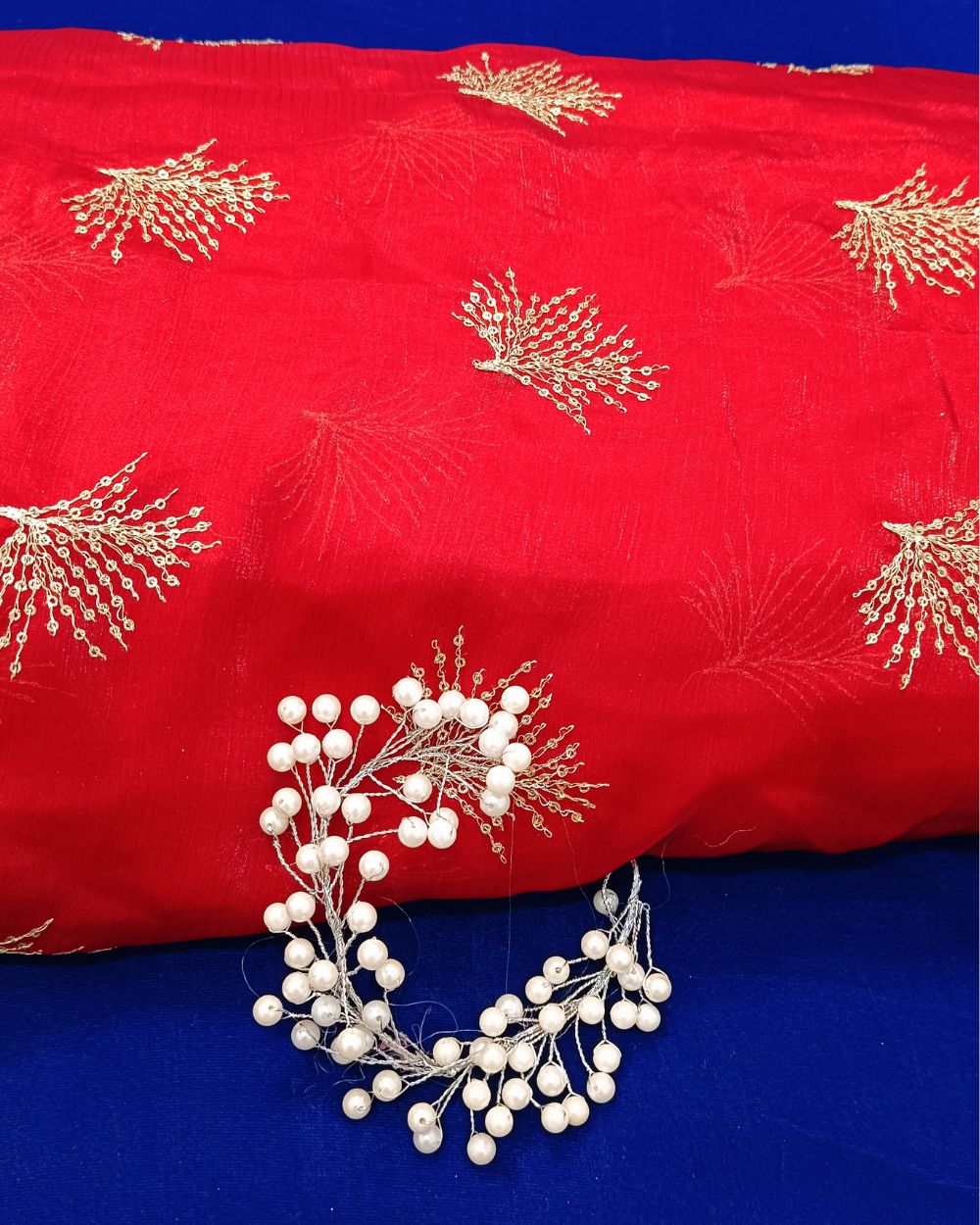 Space Silk Work Red Colour 46 Inches Width