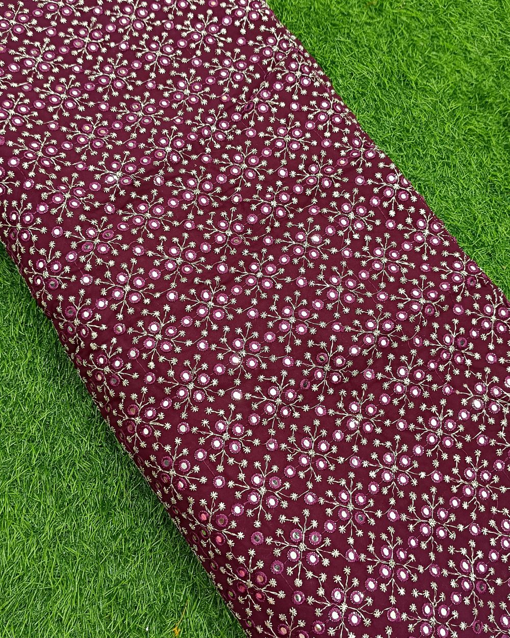 Georgette Abla Work Wine Colour 42 Inches Width