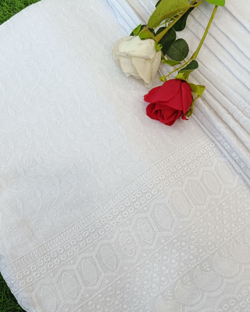 Chikankari Cotton With Border Work White Colour 44 Inches Width