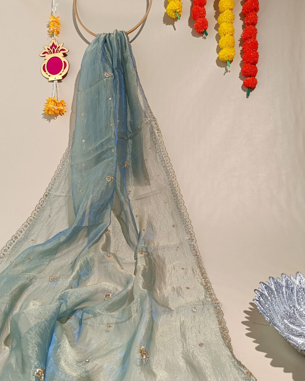 Hiranya Work Dupatta Pastel Pista Colour 42 Inches Width