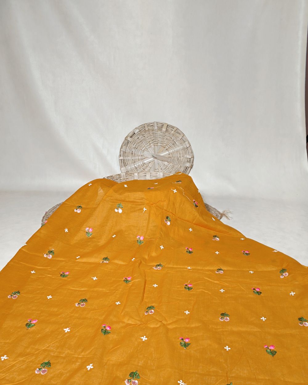 Mal Cotton with Thread Work Turmeric Yellow Colour 40 Inches Width