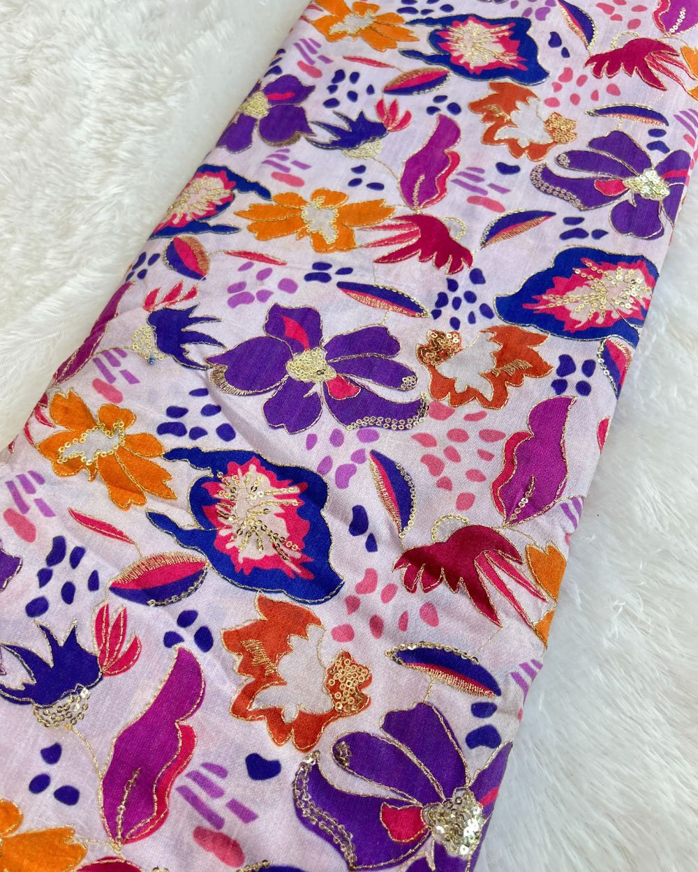 Mulberry Work Purple Colour 44 Inches Width