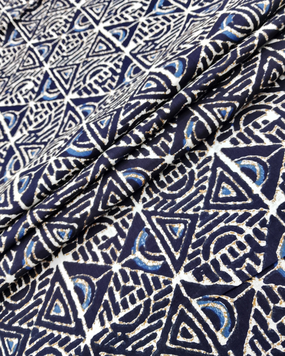 Printed Cotton Navy Blue Colour 43 Inches Width