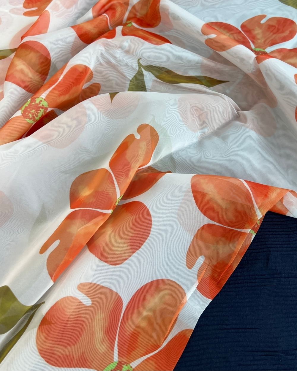 Premium Printed Organza Orange Colour 42 Inches Width