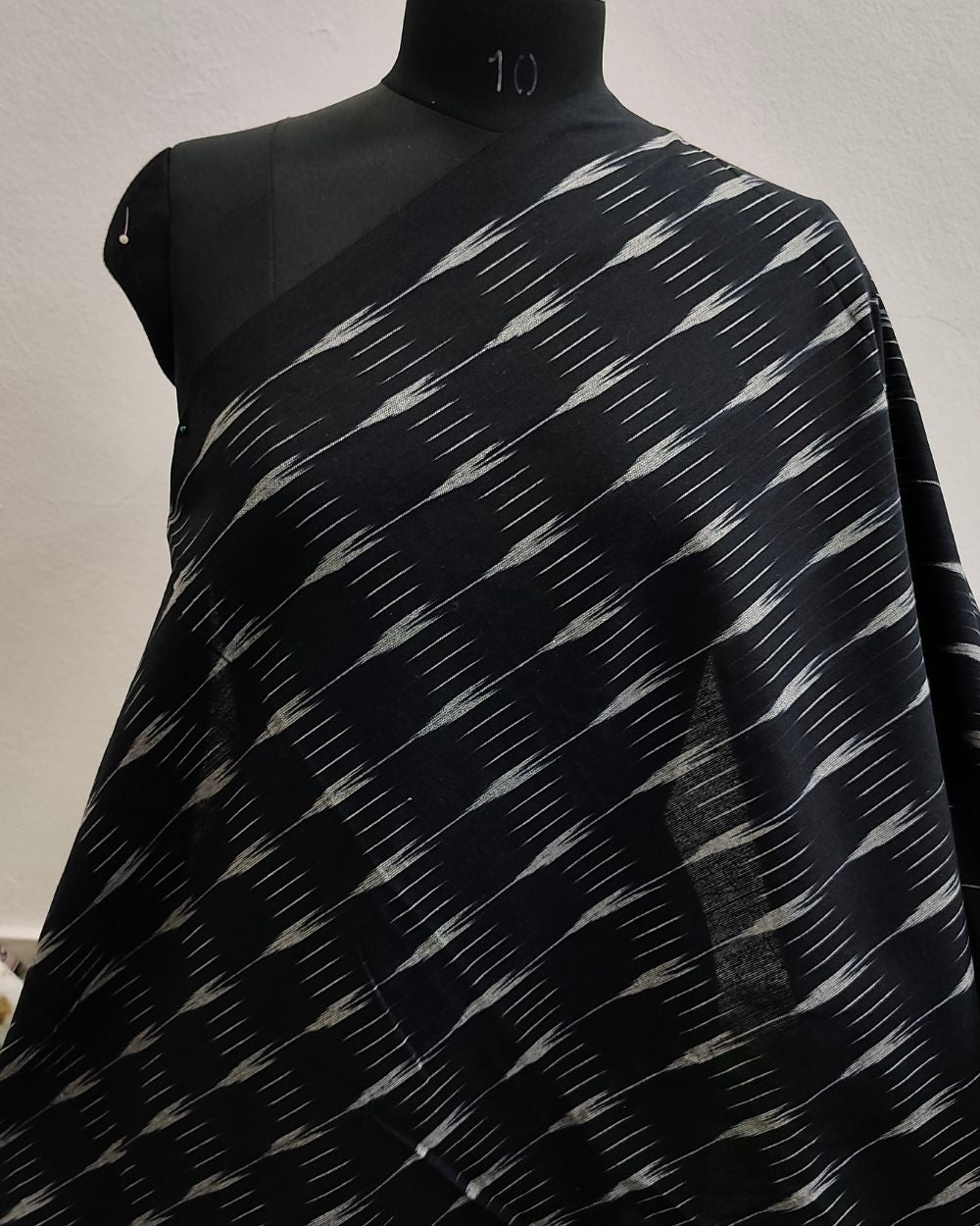 Woven Pure Cotton Ikat Black Colour 42 Inches Width