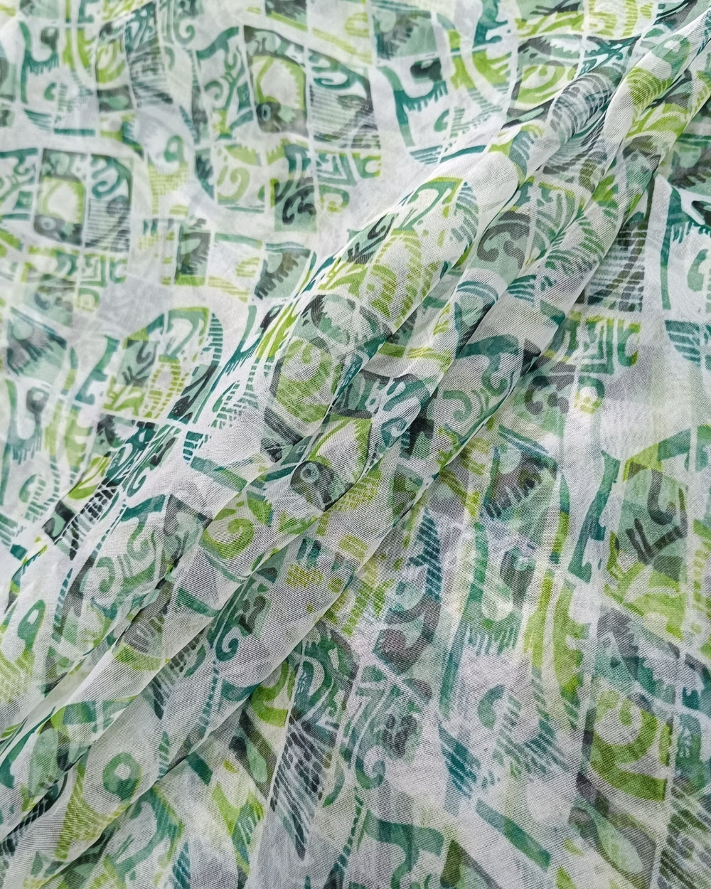 Printed Organza Green Colour 43 Inches Width