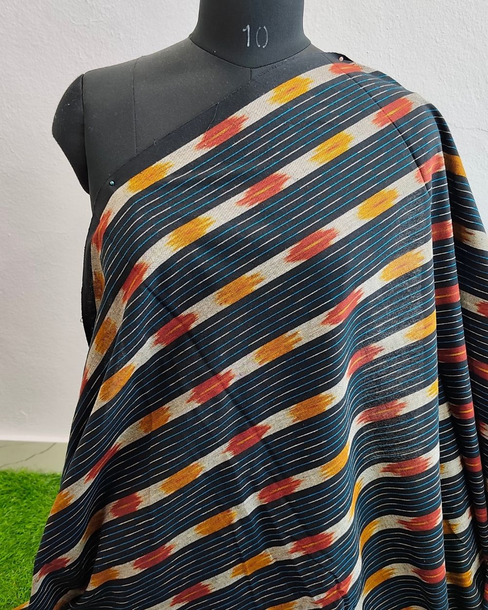 Woven Pure Cotton Ikat Black Colour 42 Inches Width