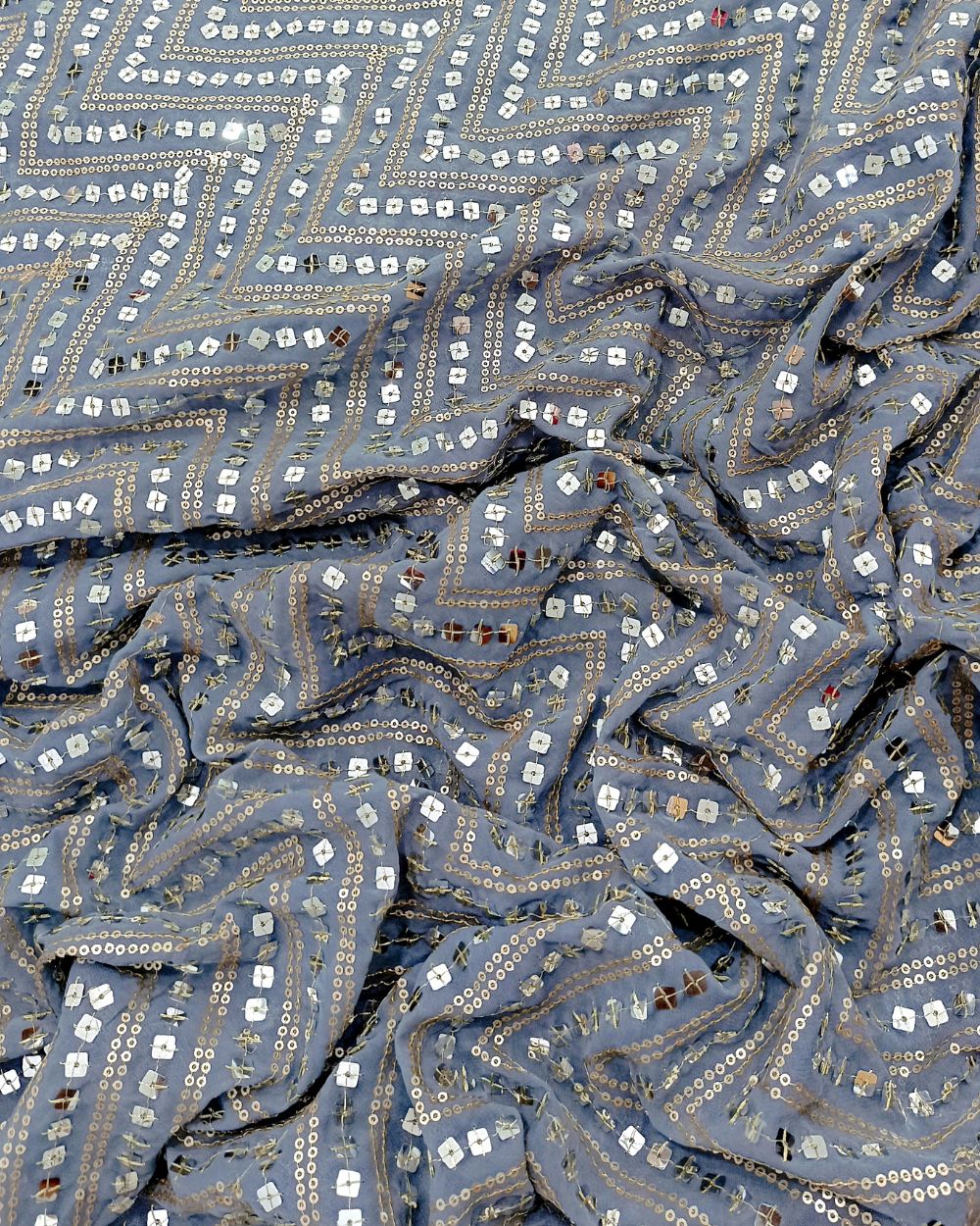 Georgette Work Grey Colour 45 Inches Width