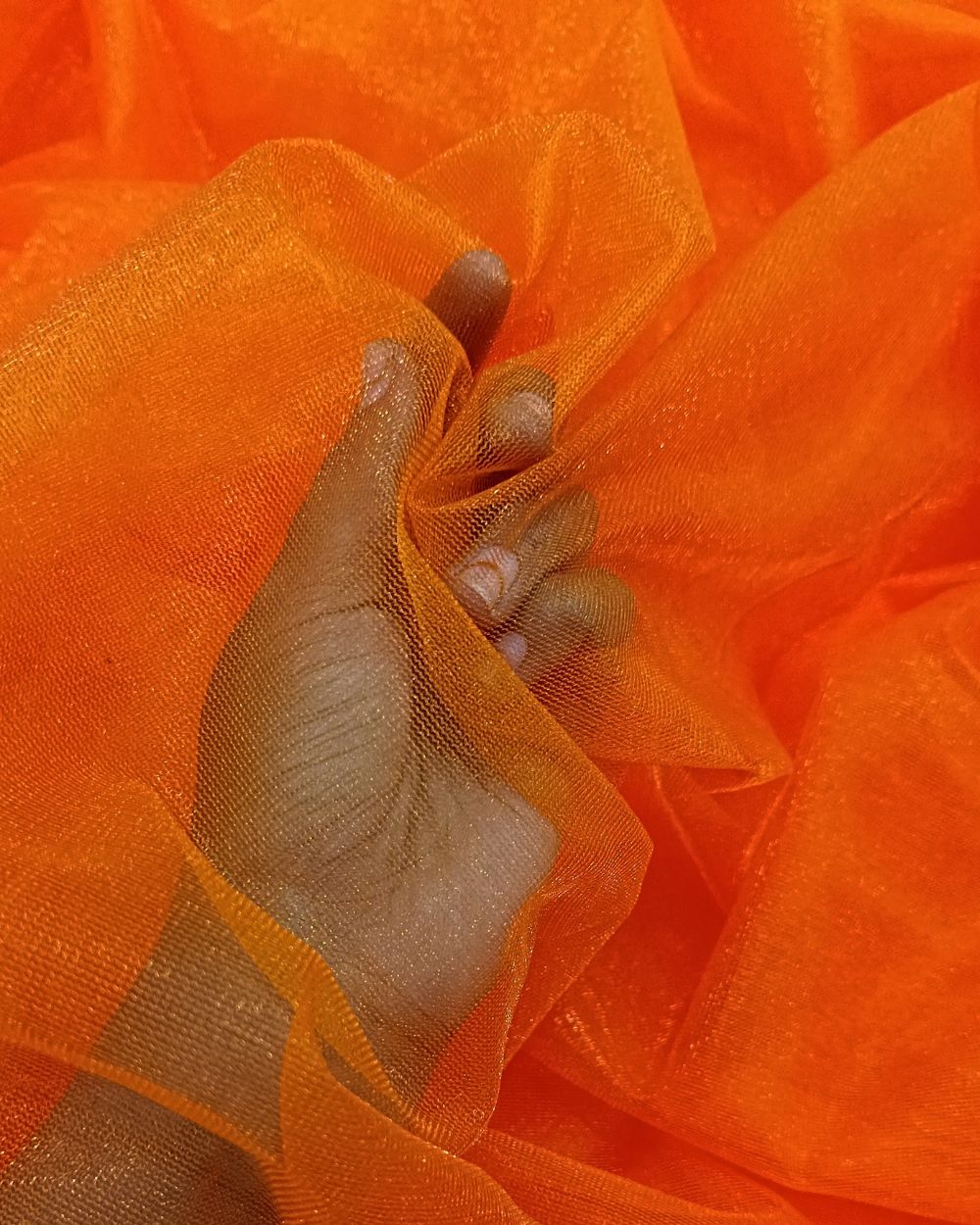 Plain Net-silky Bright Orange Colour 44 Inches Width